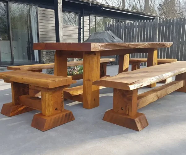 Outdoor timber dining set showcasing custom furniture by Friendly Build & Fix
