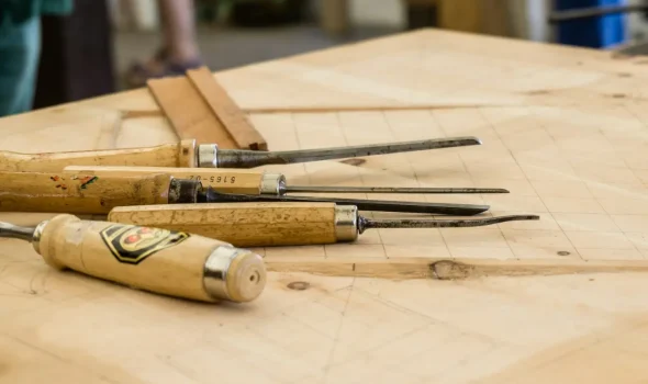 Custom furniture tools arranged neatly on workbench by Friendly Build & Fix expert